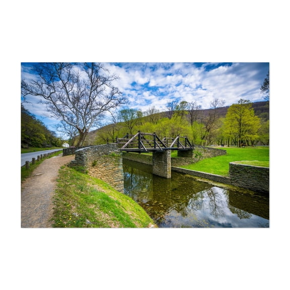 Over the Shenandoah Canal - Harpers Ferry West Virginia Photography Bridge Nature Landscape Scenic Rural Water Unframed Wall Art Print 5 x 7 inches