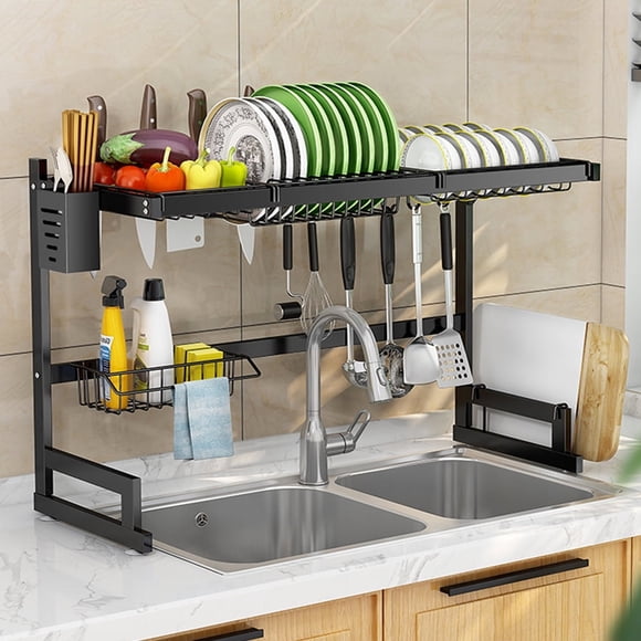 Over the Sink Dish Drying Rack, ZZBIQS Dish Drying Rack 2 Tier Large Stainless Steel Dish Drainer for Kitchen Storage