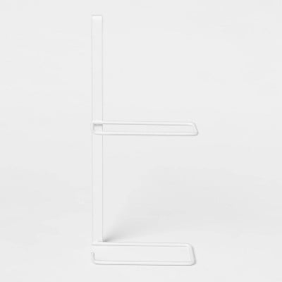 Over the Tank Toilet Paper Holder Matte White - Steel Bathroom Tissue Storage, Space Saver