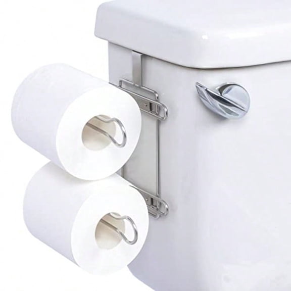 Over the Tank Toilet Paper Roll Holder Stainless Steel Bathroom Tissue Storage Rack Chrome Finish