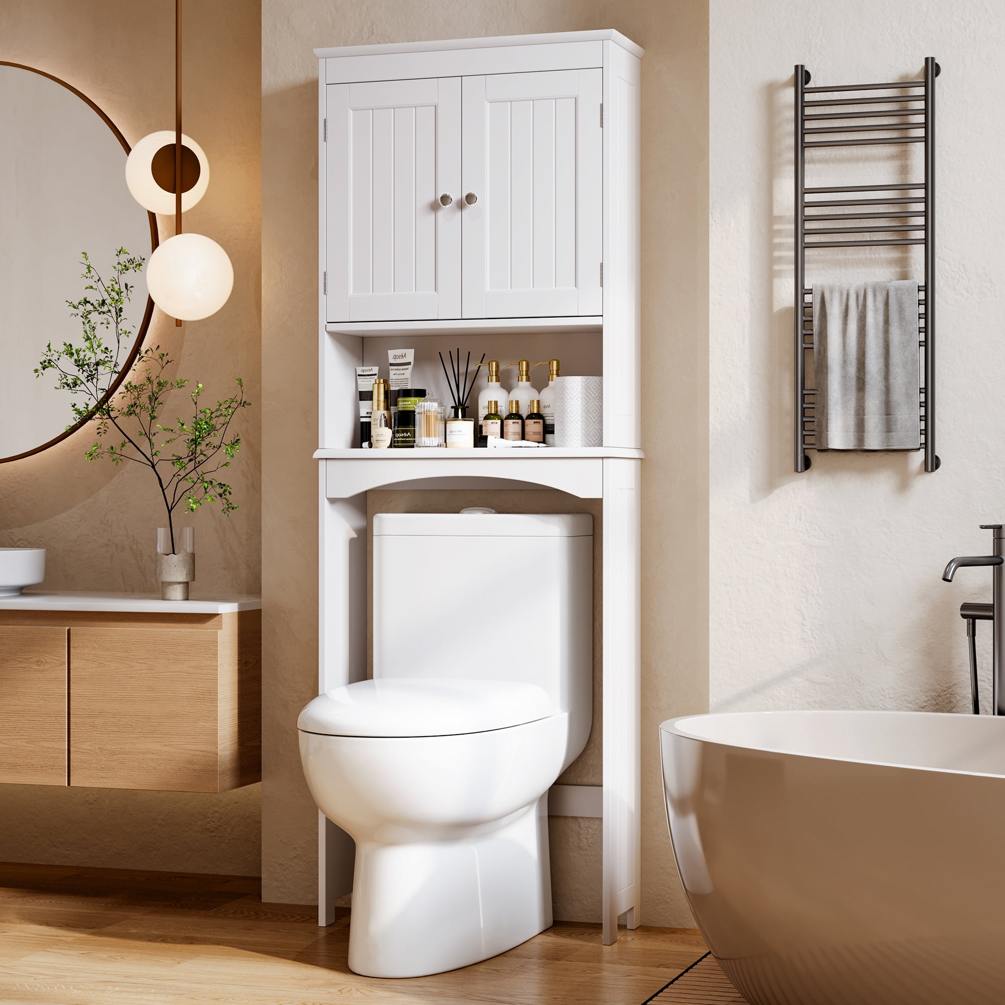 Over the Toilet Storage Asofer Adjustable Sturdy Shelf and 2