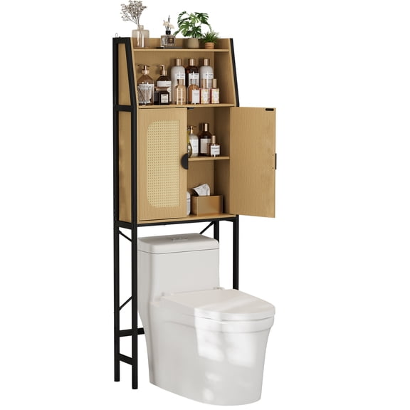 Vividwood Over-the-Toilet Cabinet with Soft Close Doors, Off-White