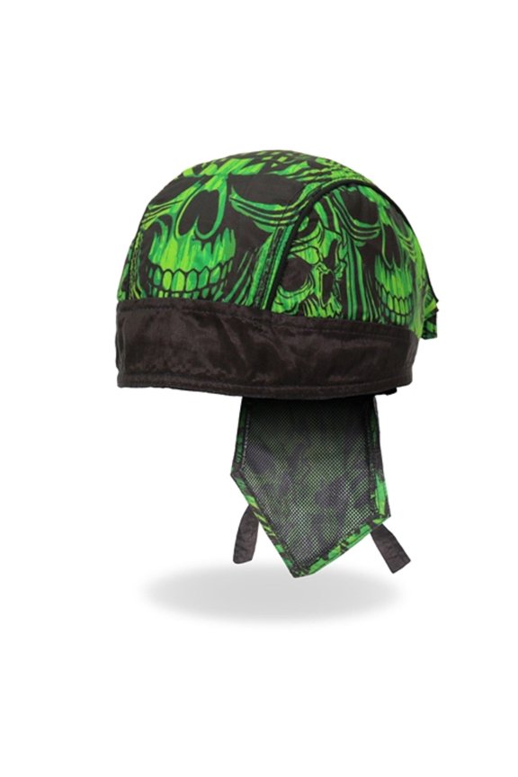 Over the Top Skulls Green Headwrap - Officially Licensed Lightweight Biker Head Wrap