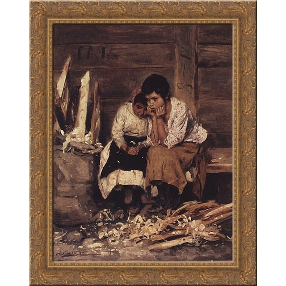 Over the chips 20x24 Gold Ornate Wood Framed Canvas Art by Makovsky, Vladimir