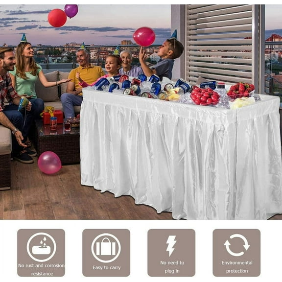 OverPatio 4-Foot Folding Party Ice Table with Skirt White