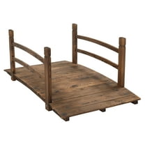 OverPatio 4' Wooden Bridge Arch Walkway Carbonized Color Anticorrosive