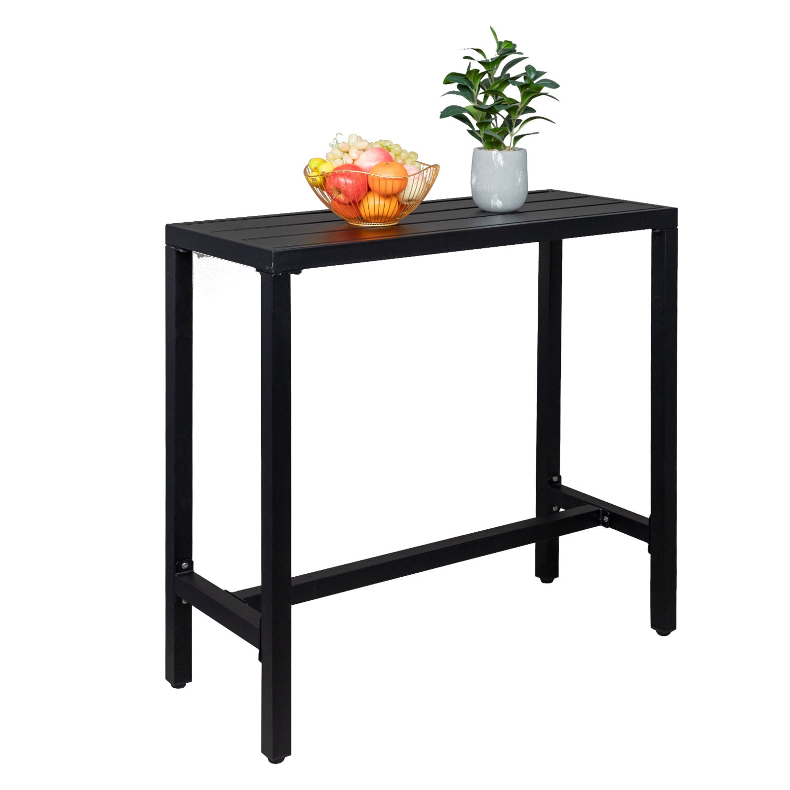 OverPatio 40inch Black Iron Bar Table Adjustable and Elegant Iron