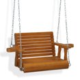 thumbnail image 1 of OverPatio 440lbs Single Person Patio Porch wooden Swing with Coaster,5mm Adjustable Chains for Outdoors(2.2FT,Brown), 1 of 9