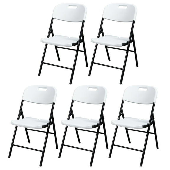 OverPatio 6 Pack Portable Folding Plastic Chair, Indoor Outdoor Stackable Seat,White