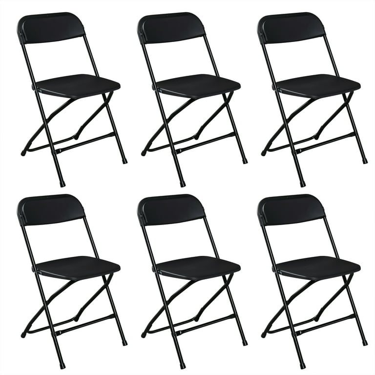 OverPatio 6-Pack Black Plastic Foldable Chairs, Versatile for