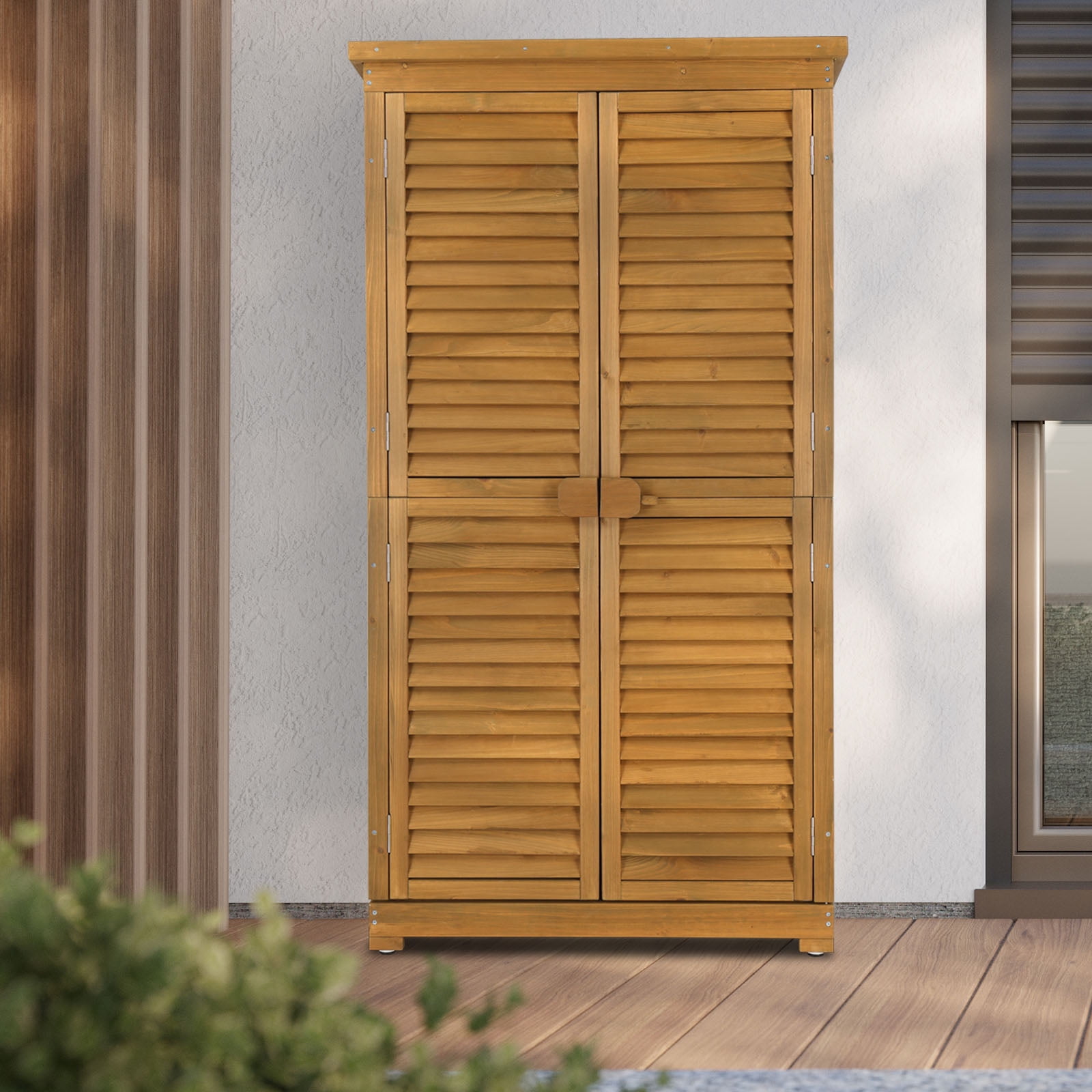OverPatio 63'' Garden Shed Outdoor Storage Cabinet w/ Asphalt Roof for Tool Storage
