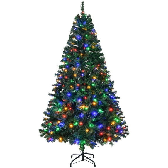 OverPatio 6ft Pre-lit Christmas Tree, Xmas Pine Tree with LED Lights 10 Modes, 1000 Tips Artificial Trees, Christmas Decoration