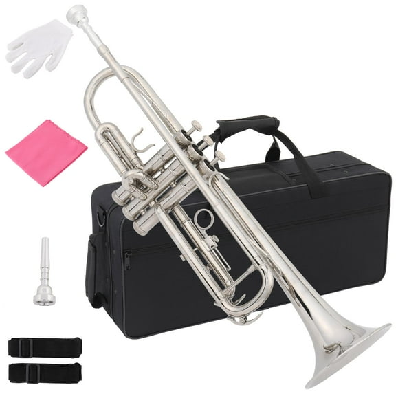 OverPatio B Flat Student Silver Bb Trumpet for School Band, Sliver