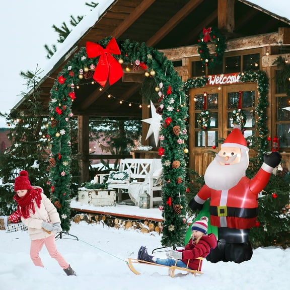 OverPatio Christmas Tree Arch Archway 8.7ft Christmas Decorations for Front Courtyard,Green