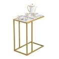thumbnail image 1 of OverPatio Modern Side End Accent C Table Living Room,Sofa Side End Table,C Shaped Table Laptop Holder,Marble,Gold, 1 of 16