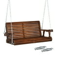 thumbnail image 1 of OverPatio Multi-person Swing,880lbs Plus Size,Patio Porch Wooden Swing with Adjustable Chains for Outdoors(4FT,Rustic), 1 of 10