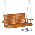 thumbnail image 1 of OverPatio Multi-person Swing,880lbs Plus Size,Patio Porch wooden Swing with Adjustable Chains for Outdoors(4FT,Brown), 1 of 8