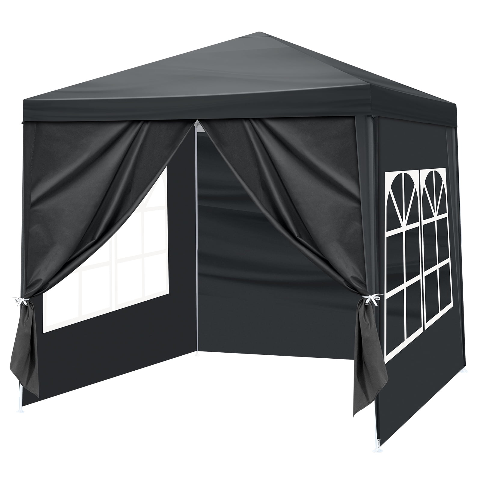 7' x 7' Dark Gray PE Fabric Party Tent with White Frame