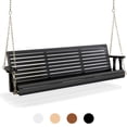 thumbnail image 1 of OverPatio Upgraded Patio Wooden Porch Swing,Heavy Duty 880lbs Swing Chair Bench with Adjustable Hanging Chains for Outdoors,Garden,Porch(5 FT, Black), 1 of 11