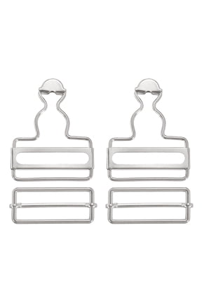 Overall Buckles 2 Sets Metal Suspender Replacement Buckles 40mm Silver Tone