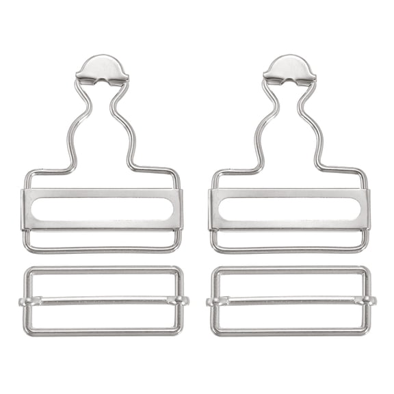 Uxcell Overall Buckles 2 Sets Metal Suspender Replacement Buckles 40mm Silver Tone