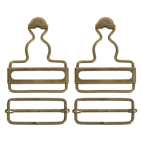 Overall Buckles 2 Sets Retro Suspender Replacement Buckles 40mm, Bronze Tone