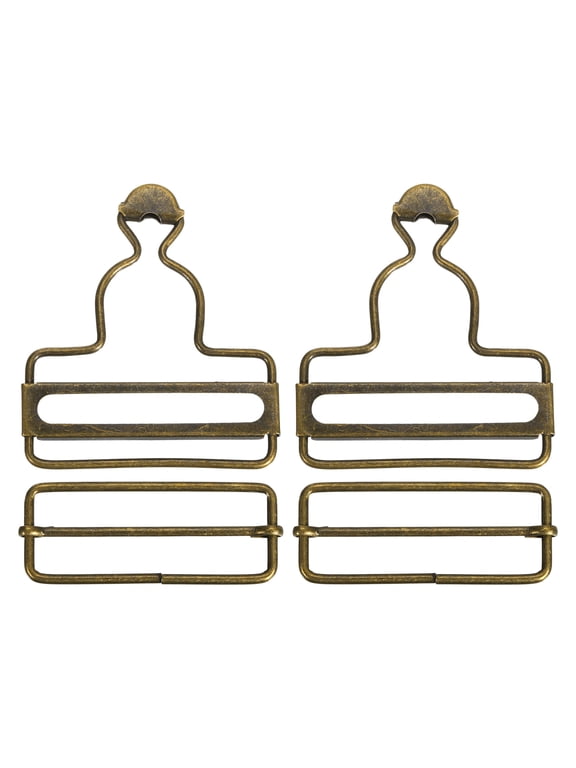 Overall Buckles 2 Sets Retro Suspender Replacement Buckles 50mm, Bronze Tone