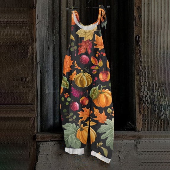 Overall Cotton-Linen Jumpsuit For Women With Pockets Loose Fit Spaghetti Strap Wide Leg Casual Plus Size Rompers For Women