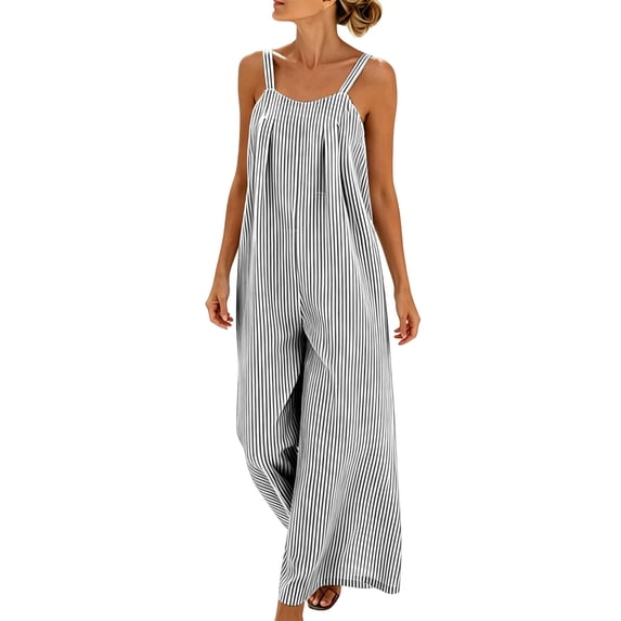 Overall Jumpsuit For Women Striped Brunch Weekend Style Summer Simple Modern Outfit Essential High Rise Casual Dressy Casual Boho Lounge Outdoor Streetwear
