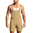thumbnail image 1 of Overall Shorts for Men Stretchy Solid Color Romper Work Jumpsuits Khaki XXXL, 1 of 6