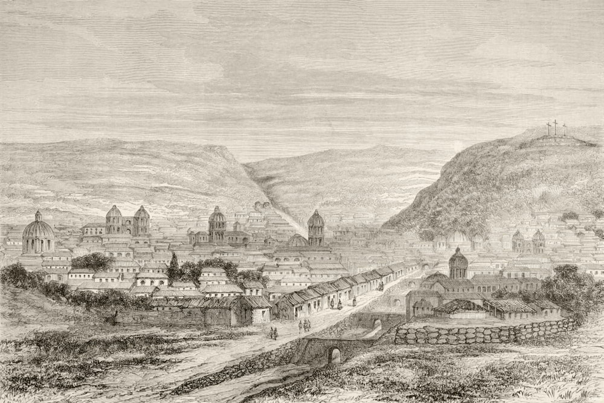 Overall View Of Cuzco Peru In The 19Th Century From A 19Th Century Illustration Canvas Art - Ken Welsh Design Pics (17 x 11)