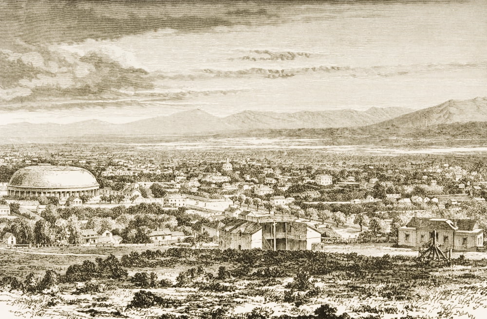 Overall View Salt Lake City Utah In 1870S From American Pictures Drawn With Pen And Pencil By Rev Samuel Manning Circa 1880 Canvas Art - Ken Welsh Design Pics (17 x 11)