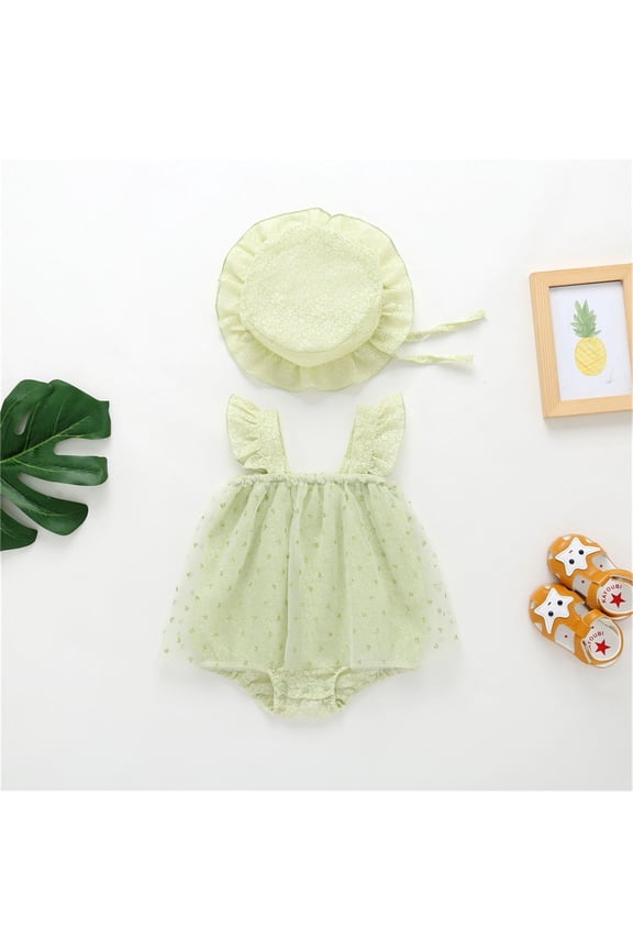Overalls for Girls Birth Photo Ready Lace Ruffle Sleeveless Romper Outfit for Baby Girls Versatile Daily and Occasion Essential Set A 80