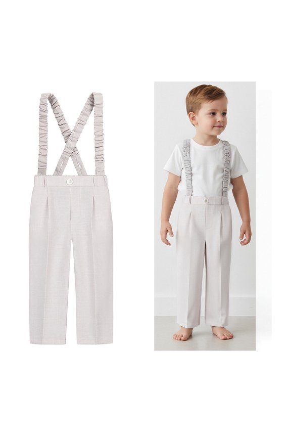 Overalls Suspender School Uniform Pants for Girls Dress Pants with Pockets Toddler Grey Pants Back To School Straight Fit Uniform Pants Size 1-2 Years