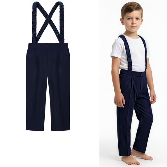 Overalls Suspender School Uniform for Girls Pants with Pockets Girls Navy Uniform Pants Back To School Slim Fit 6-7 Years Pants