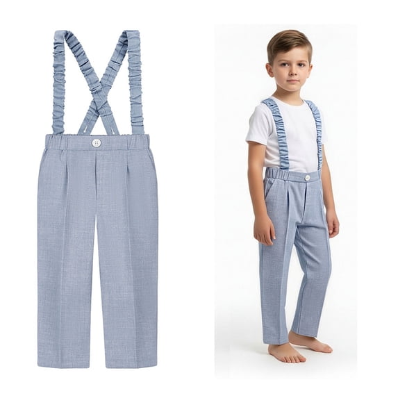 Overalls Suspender Uniform Pants for Girls Skinny Pants with Pockets Blue Pants for Girls Back To School Straight Fit School Uniforms 4-5 Years