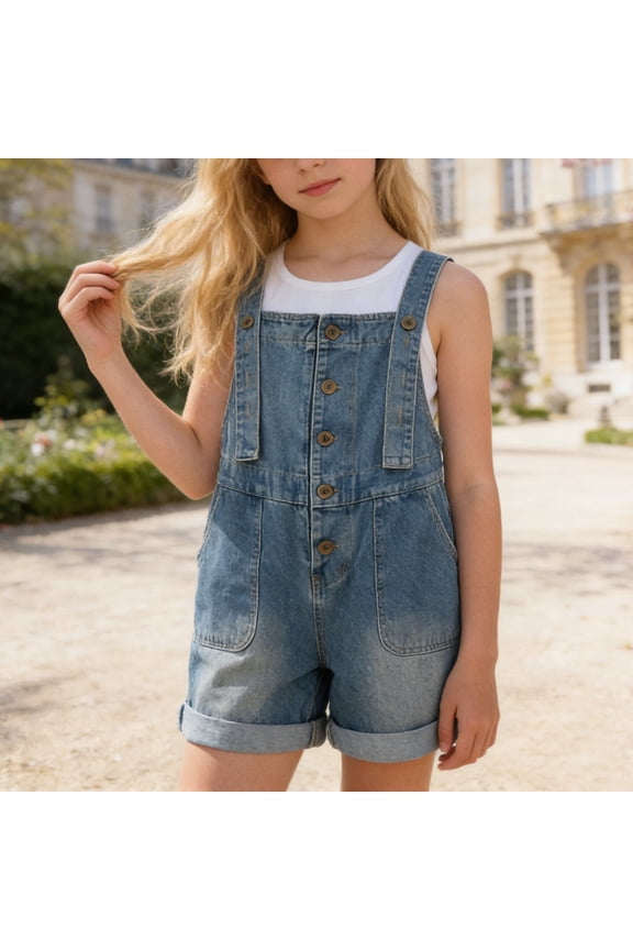 Overalls for Kids Girls Adjustable Straps Denim Overalls Sleeveless Jeans Jumpsuit Overall Shorts Boys Clothes 3-5 Years