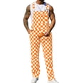 thumbnail image 1 of Overalls for Men Checkered Jumpsuits Stretchy Rompers Work Bibs Coveralls(Orange and White Checkered,L), 1 of 11
