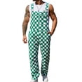 thumbnail image 1 of Overalls for Men Checkered Jumpsuits Stretchy Rompers Work Bibs Coveralls(Green Checkered,2XL), 1 of 14