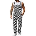 thumbnail image 1 of Overalls for Men Checkered Jumpsuits Stretchy Rompers Work Bibs Coveralls, 1 of 9