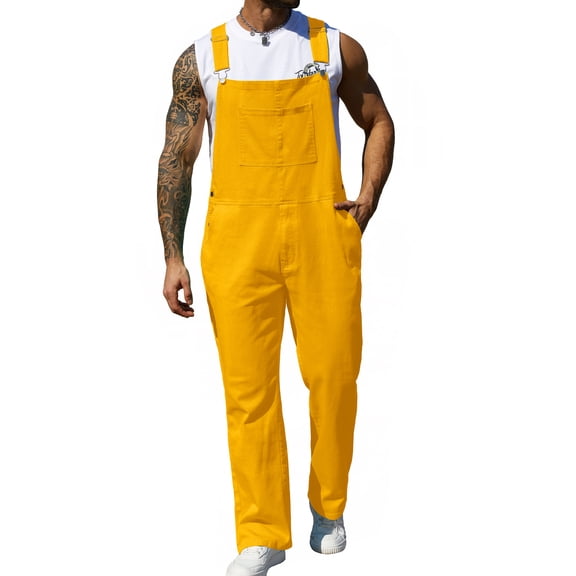 Overalls for Men Work Utility Coveralls Fashion Bib Romper Jumpsuit with Zipper Fly