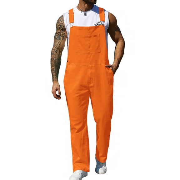 Overalls for Men Work Utility Coveralls Fashion Bib Romper Jumpsuit with Zipper Fly
