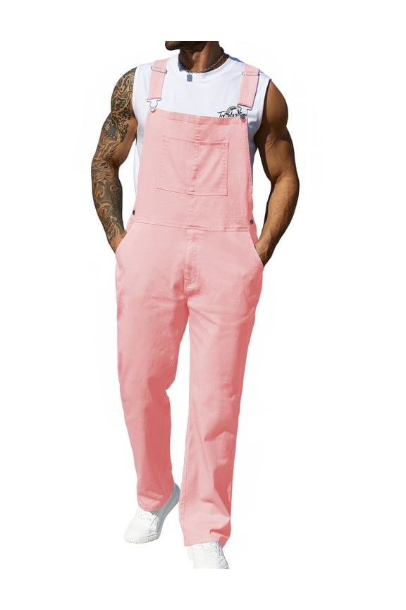 Overalls for Men Work Utility Coveralls Fashion Bib Romper Jumpsuit with Zipper Fly