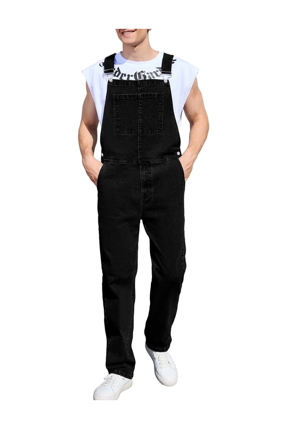 Overalls for Men Work Utility Coveralls Fashion Bib Romper Jumpsuit with Zipper Fly