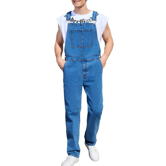 Overalls for Men Work Utility Coveralls Fashion Bib Romper Jumpsuit with Zipper Fly