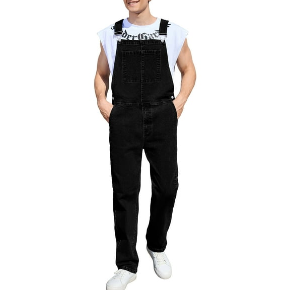 Overalls for Men Work Utility Coveralls Fashion Bib Romper Jumpsuit with Zipper Fly