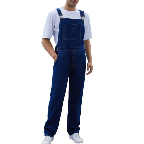 Overalls for Men Work Utility Coveralls Fashion Bib Romper Jumpsuit with Zipper Fly