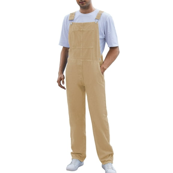 Overalls for Men Work Utility Coveralls Fashion Bib Romper Jumpsuit with Zipper Fly