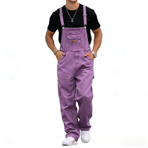 Overalls for Men Work Utility Jumpsuit Denim Bib Coveralls with Multi Pockets