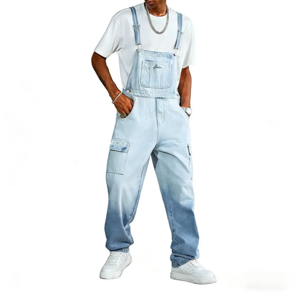 Overalls for Men Work Utility Jumpsuit Denim Bib Coveralls with Multi Pockets